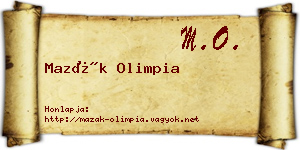 Mazák Olimpia névjegykártya